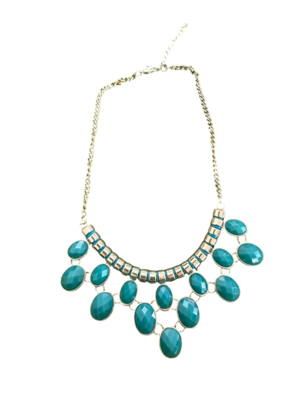 Gold & Green Acrylic Statement Necklace, One Size